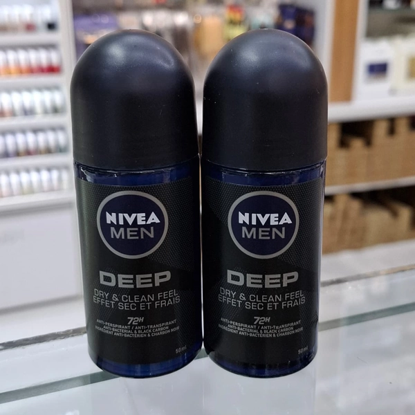 مام رول نیوا مردانه دیپ اصل مشکی ضد تعریق 72 ساعته 50 میل | NIVEA ANTI-PERSPIRANT DEEP DRY & CLEAN FEEL 72H 50ml